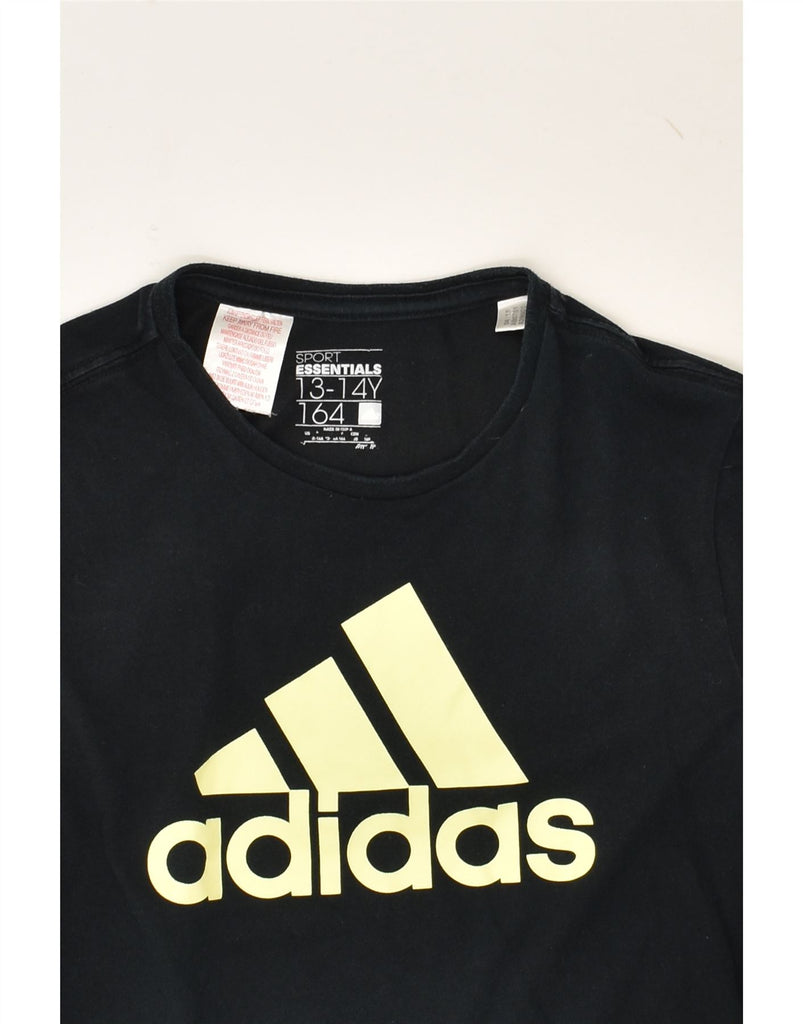 ADIDAS Boys Climalite Graphic T-Shirt Top 13-14 Years Navy Blue Cotton | Vintage Adidas | Thrift | Second-Hand Adidas | Used Clothing | Messina Hembry 