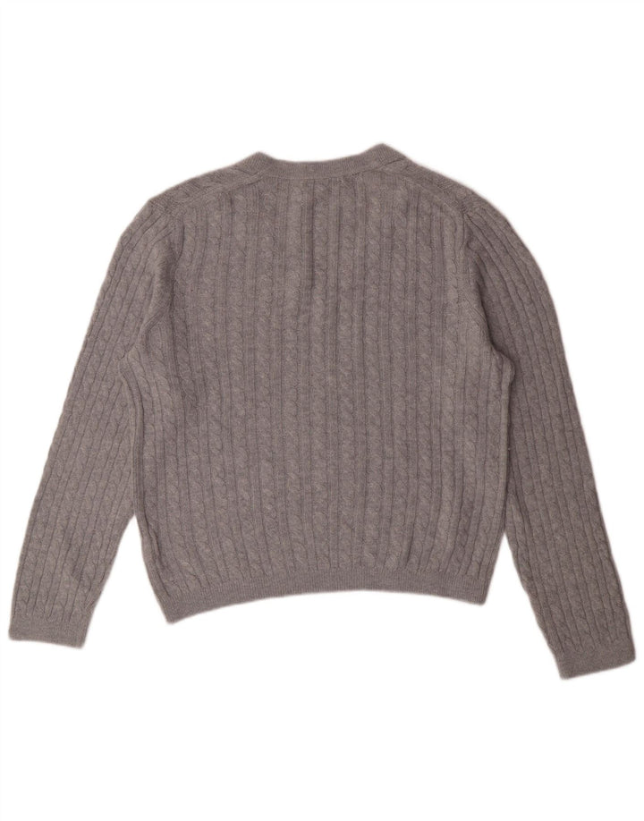 TOMMY HILFIGER Womens V-Neck Jumper Sweater UK 12 Medium Grey Nylon