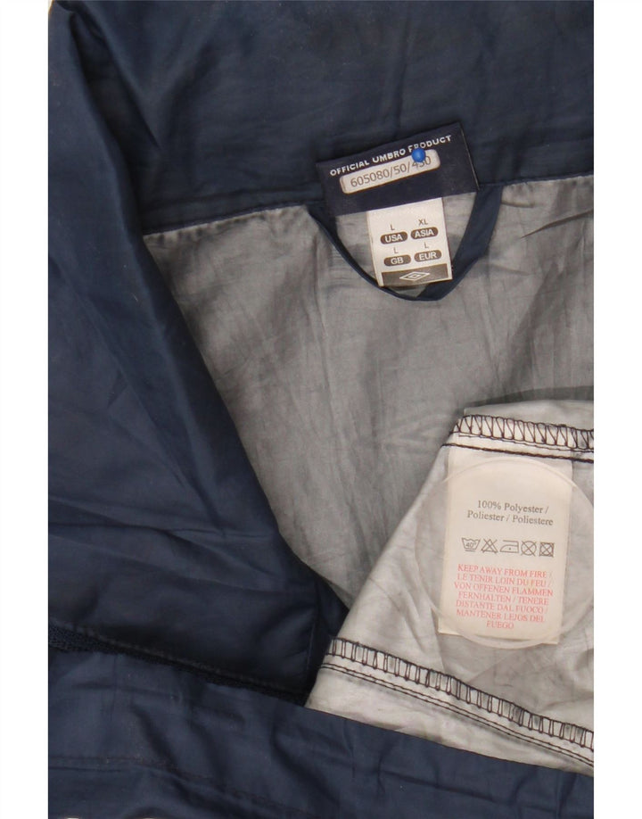 Umbro Mens Graphic Hooded Rain Jacket UK 40 Large Navy Blue Polyester