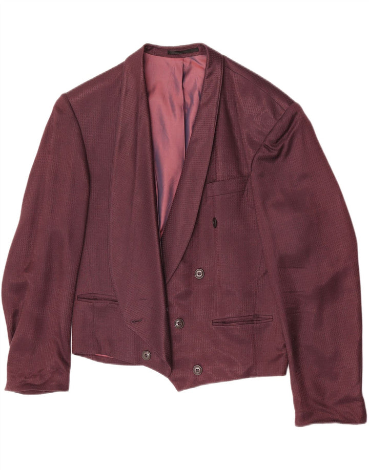 Vintage Womens Double Breasted Blazer Jacket IT 48 XL Burgundy Viscose