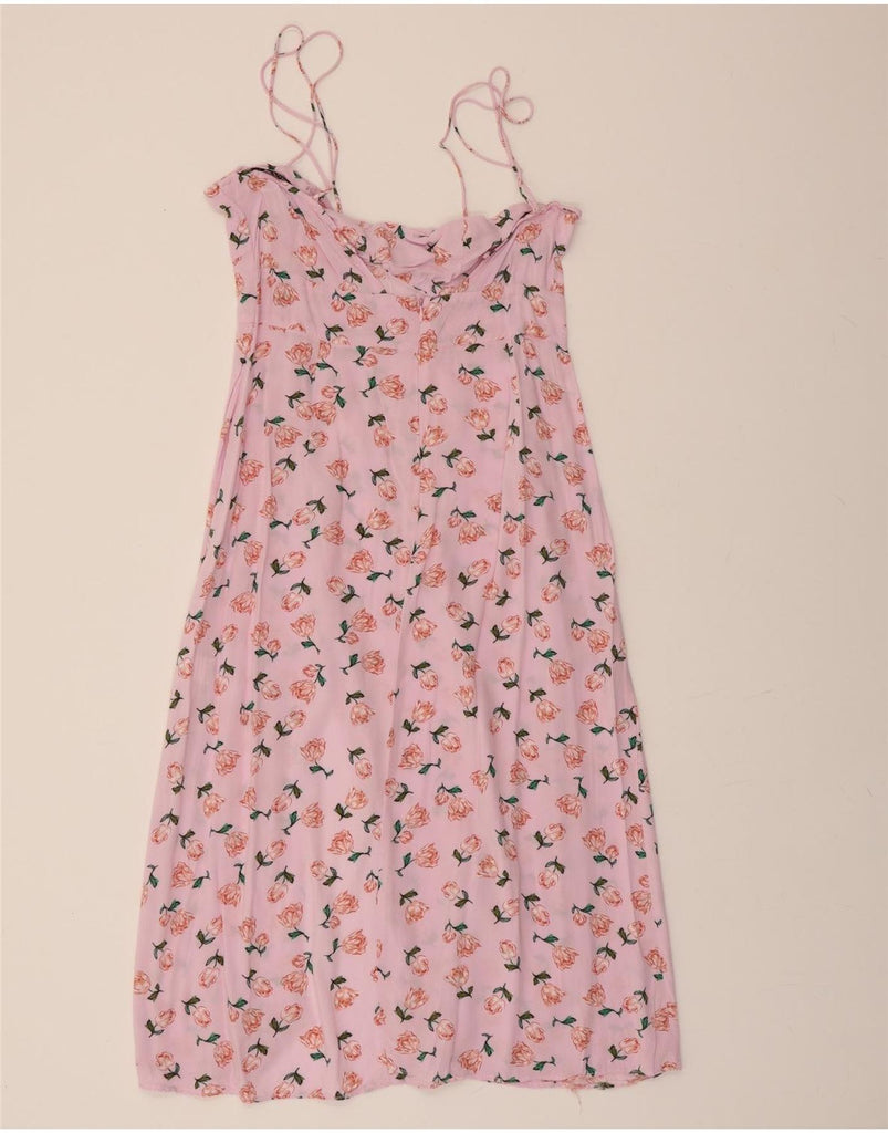 ZARA Womens Slip Dress UK 14 Large Pink Floral Vintage Zara and Second-Hand Zara from Messina Hembry 