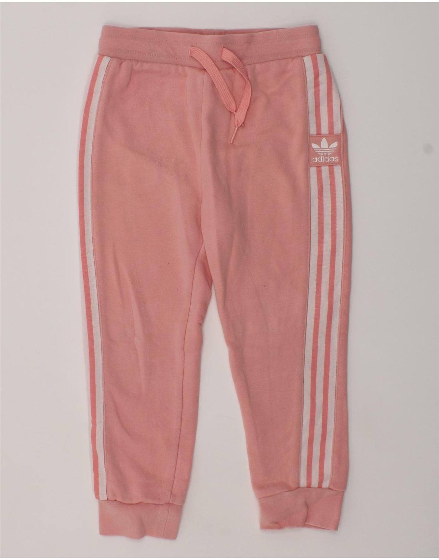 ADIDAS Girls Tracksuit Trousers Joggers 3-4 Years Pink Cotton