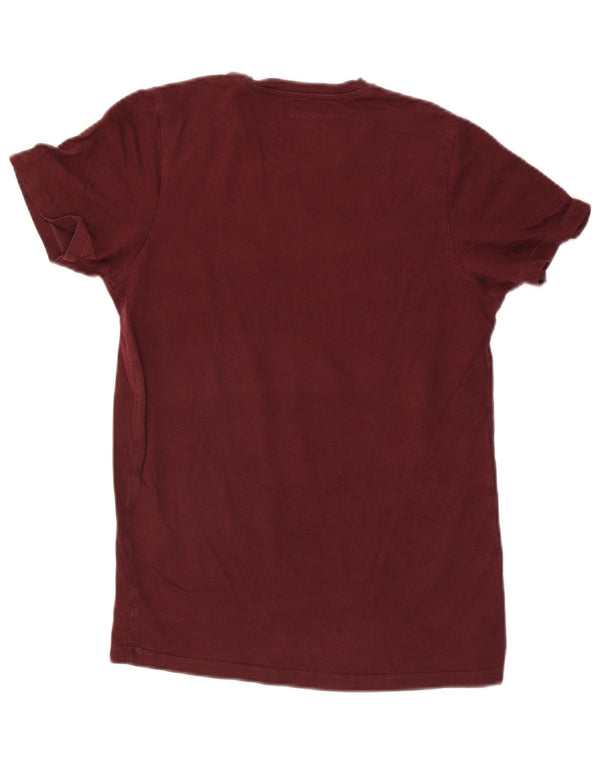 Jack & Jones Mens Graphic T-Shirt Top Small Burgundy Cotton
