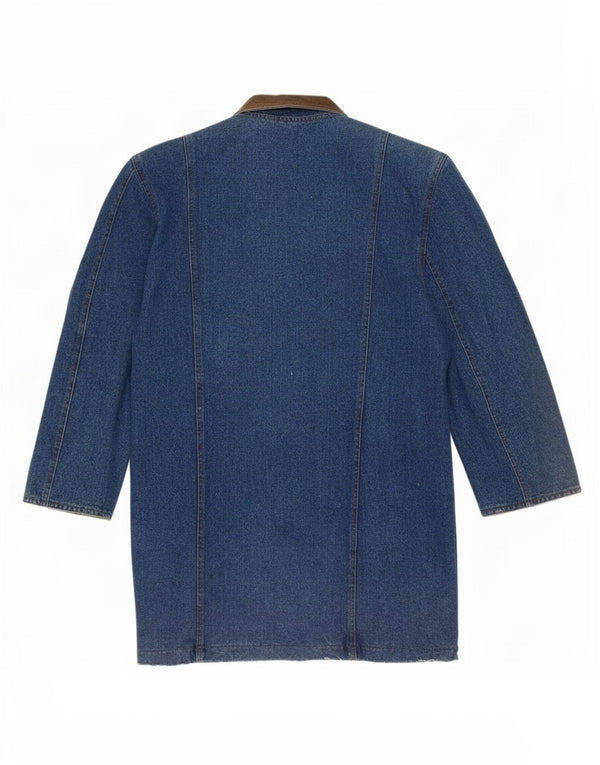 Vintage Womens Western Oversized Denim Coat US 3 XS Blue Colourblock Cotton