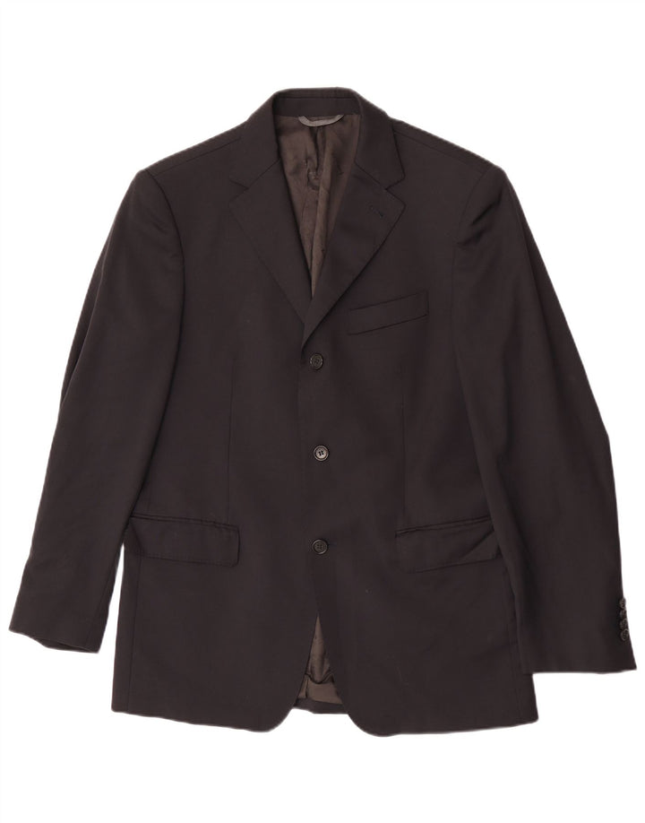 Brooksfield Mens 3 Button Blazer Jacket IT 48 Medium Black Wool