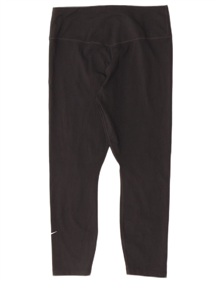 Nike Womens Dri Fit Capri Leggings UK 12 Medium  Black Polyester
