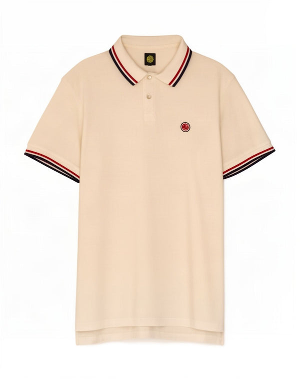 Pretty Green Mens Polo Shirt Large White Striped Cotton
