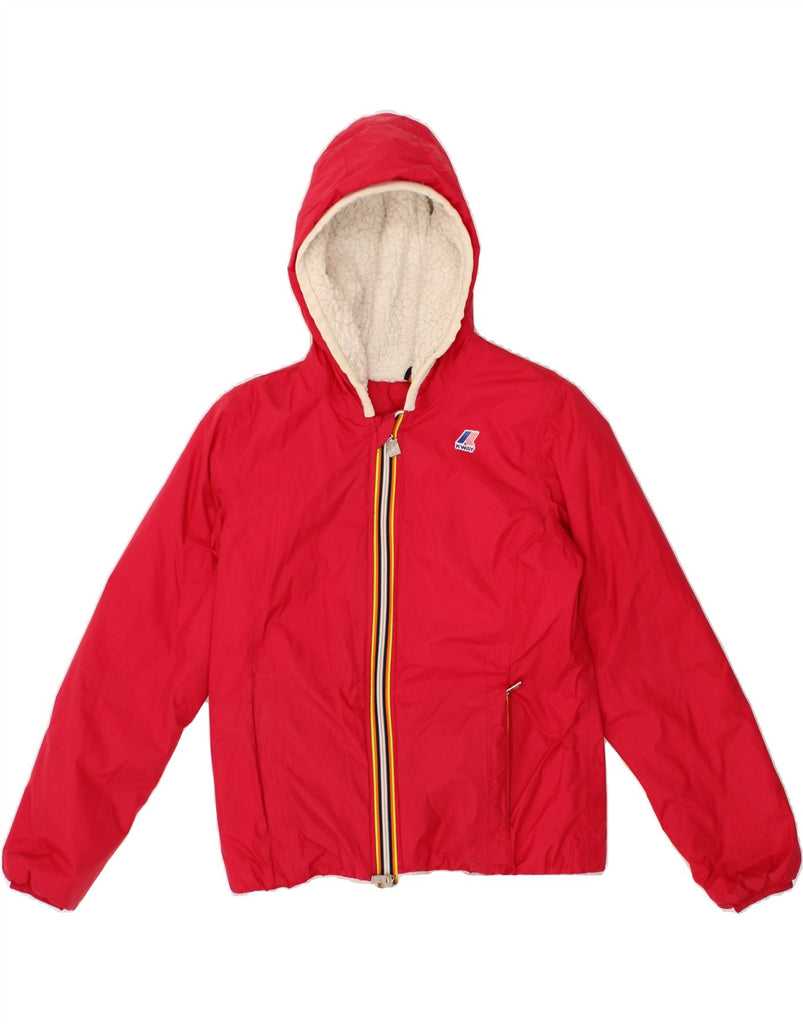 K-WAY Boys Hooded Rain Jacket 13-14 Years Red Polyamide | Vintage K-Way | Thrift | Second-Hand K-Way | Used Clothing | Messina Hembry 