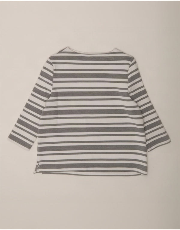 Marks & Spencer Womens Top 3/4 Sleeve UK 12 Medium Grey Striped Polyester
