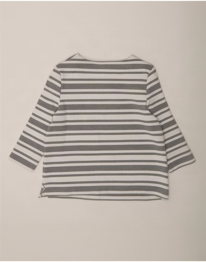 Marks & Spencer Womens Top 3/4 Sleeve UK 12 Medium Grey Striped Polyester