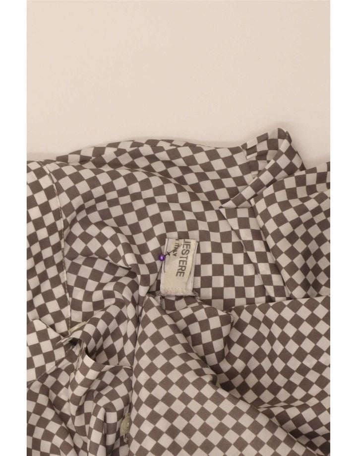 Vintage Womens Shirt Blouse UK 16 Large Grey Geometric Polyester