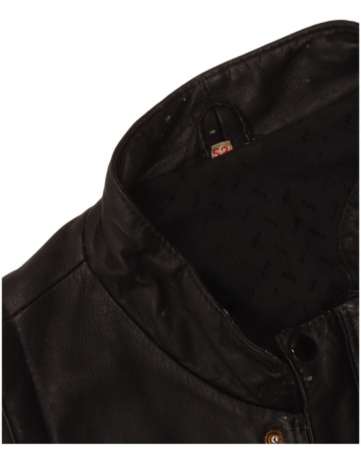 Vintage Mens Leather Jacket IT 52 XL Black