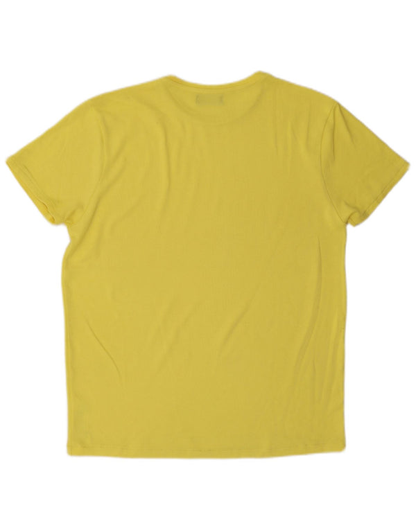 Zara Mens T-Shirt Top Large Yellow Polyester