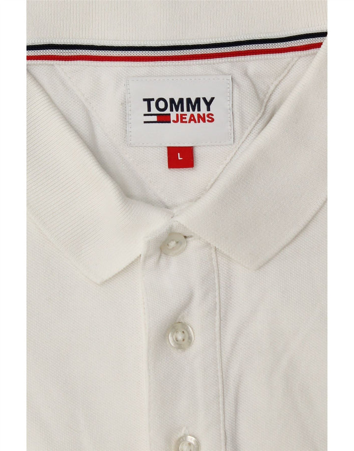 TOMMY HILFIGER Mens Polo Shirt Large White Cotton