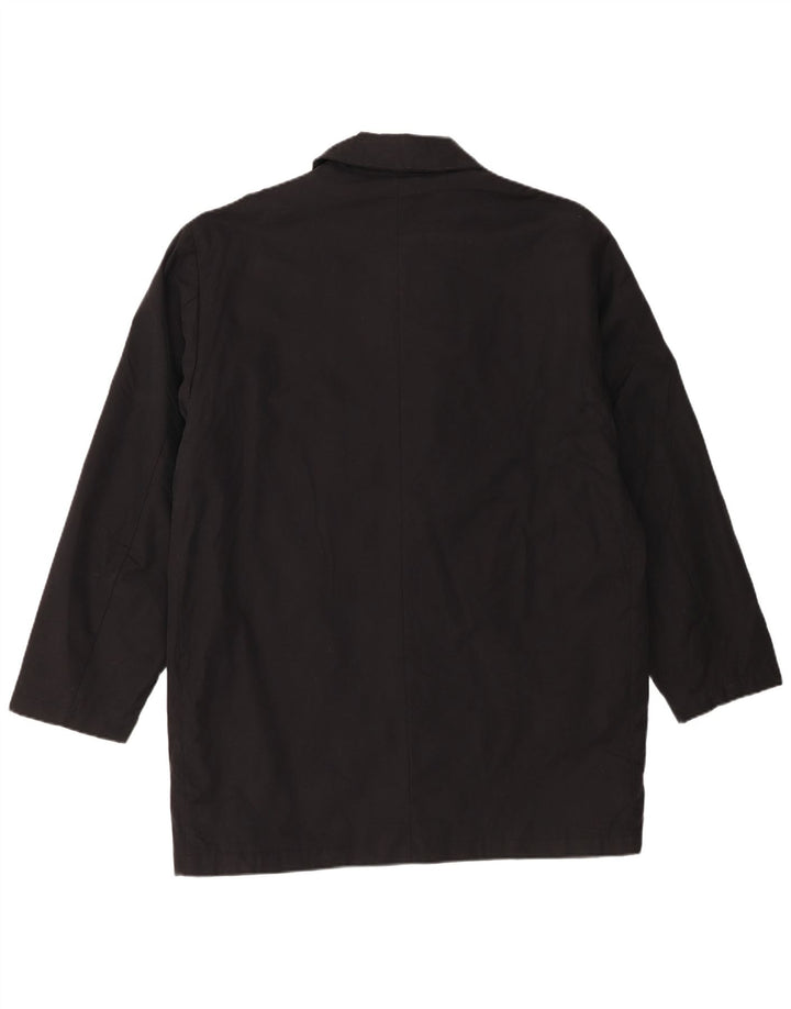 Eddie Bauer Mens Loose Fit Overcoat UK 38 Medium Black Cotton