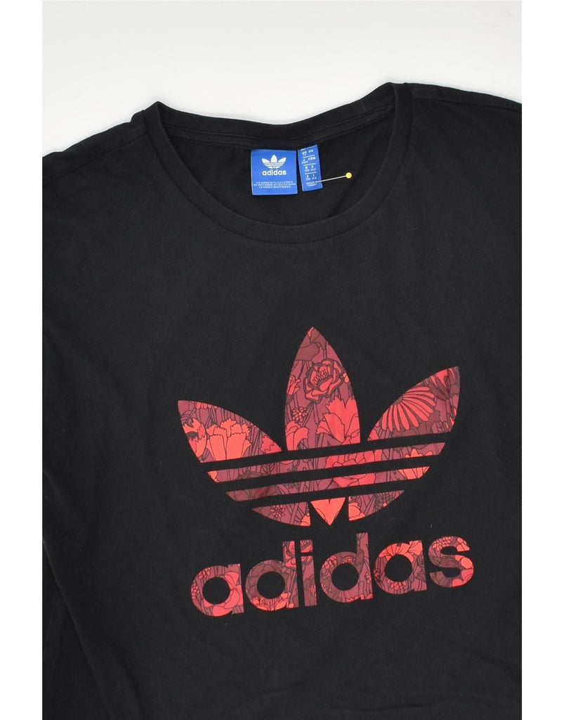 ADIDAS Womens Graphic T-Shirt Top UK 12 Medium  Black Cotton | Vintage Adidas | Thrift | Second-Hand Adidas | Used Clothing | Messina Hembry 