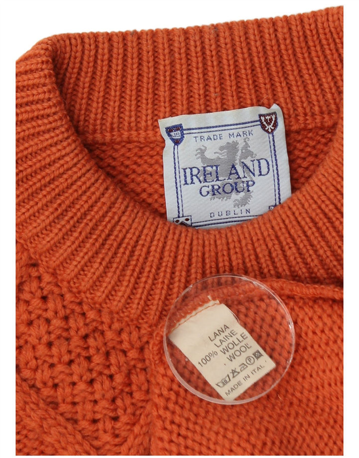 Trademark Mens Crew Neck Jumper Sweater Medium Orange Fair Isle Wool