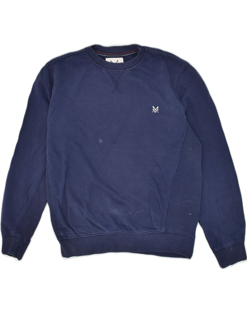 CREW Mens Sweatshirt Jumper Medium Navy Blue Cotton | Vintage Crew | Thrift | Second-Hand Crew | Used Clothing | Messina Hembry 