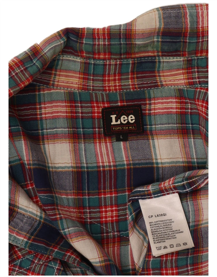 Lee Mens Flannel Shirt Large Multicoloured Check Cotton