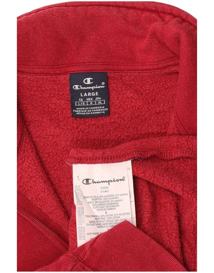Champion Mens Tracksuit Top Jacket Large Red Cotton