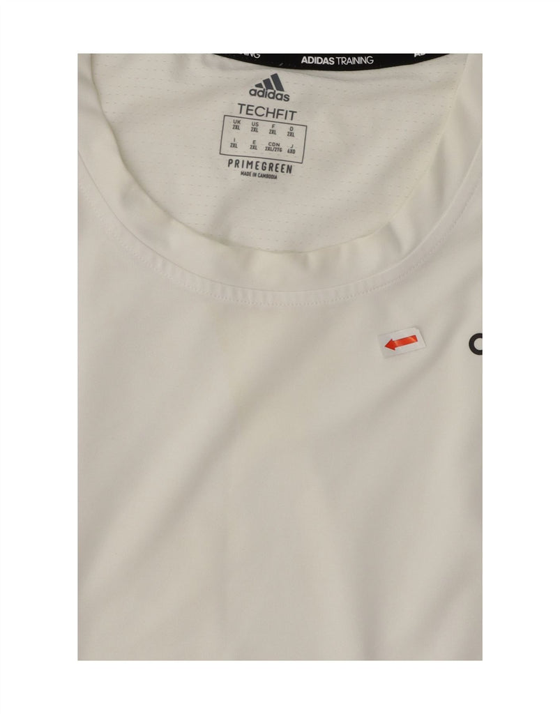 ADIDAS Mens Tech Fit T-Shirt Top 2XL White Polyester Vintage Adidas and Second-Hand Adidas from Messina Hembry 
