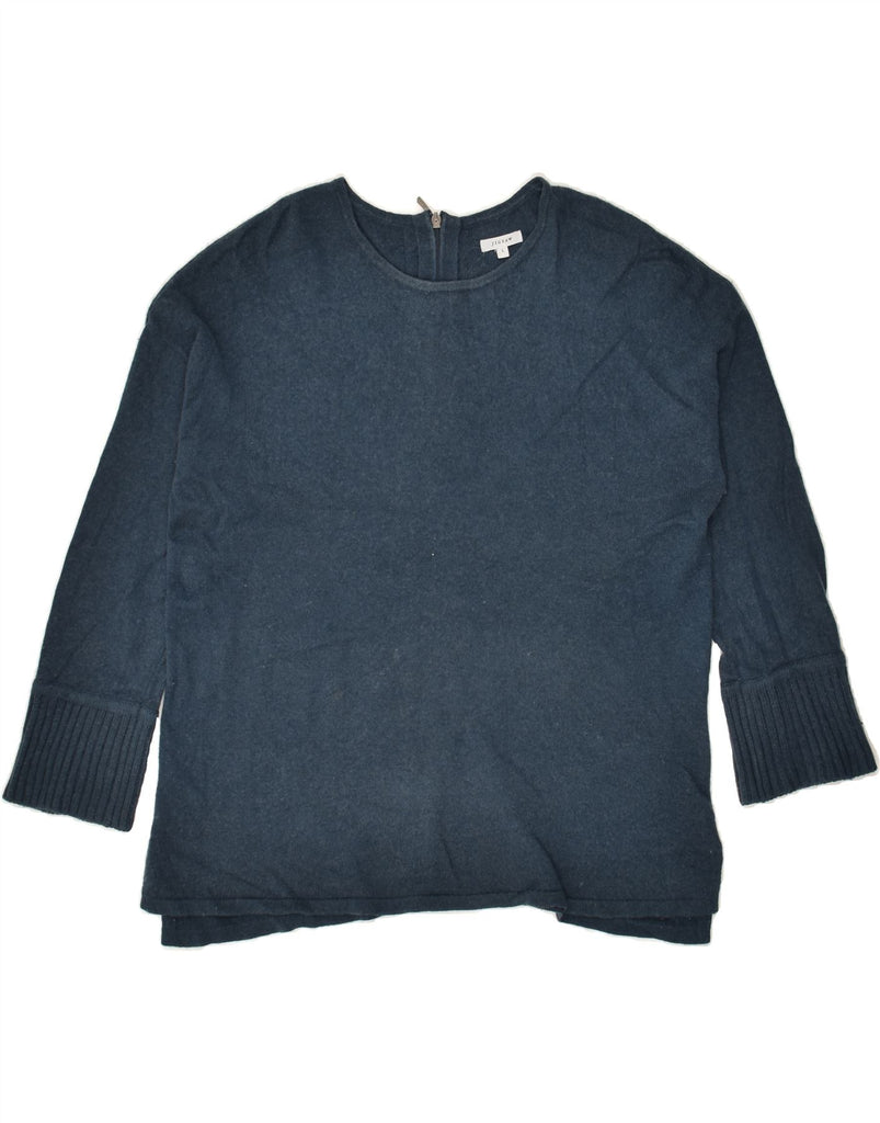 JIGSAW Womens 3/4 Sleeve Crew Neck Jumper Sweater UK 16 Large Navy Blue | Vintage Jigsaw | Thrift | Second-Hand Jigsaw | Used Clothing | Messina Hembry 