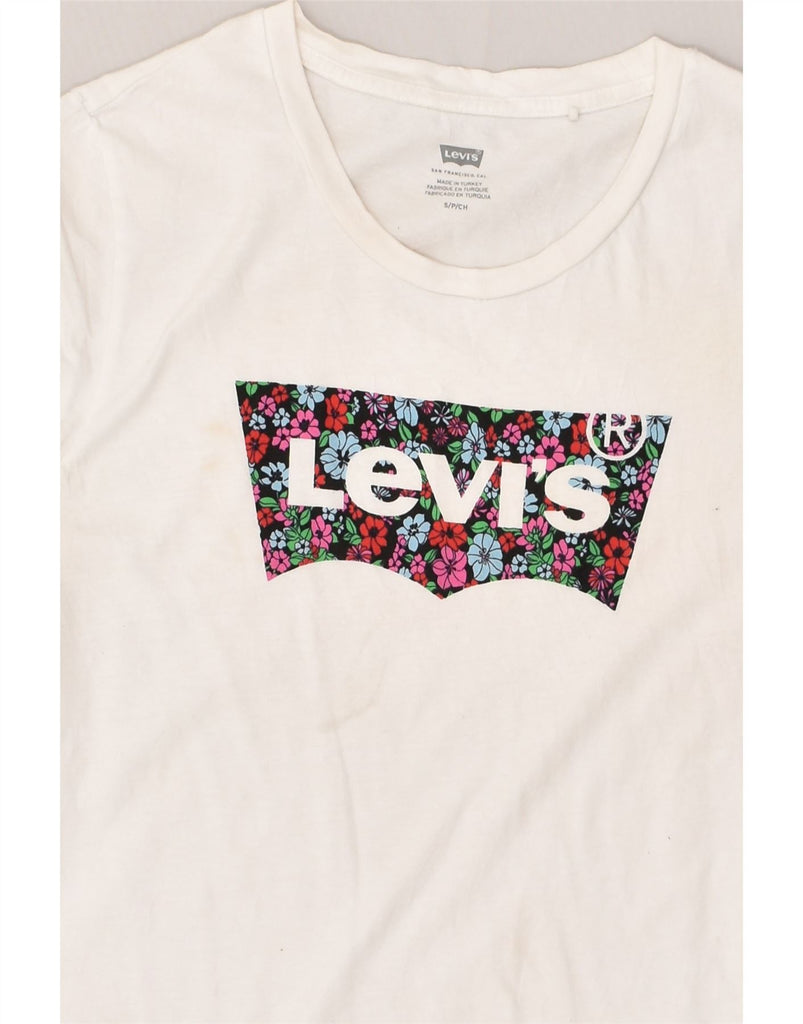 LEVI'S Womens Graphic T-Shirt Top Small White Cotton | Vintage Levi's | Thrift | Second-Hand Levi's | Used Clothing | Messina Hembry 