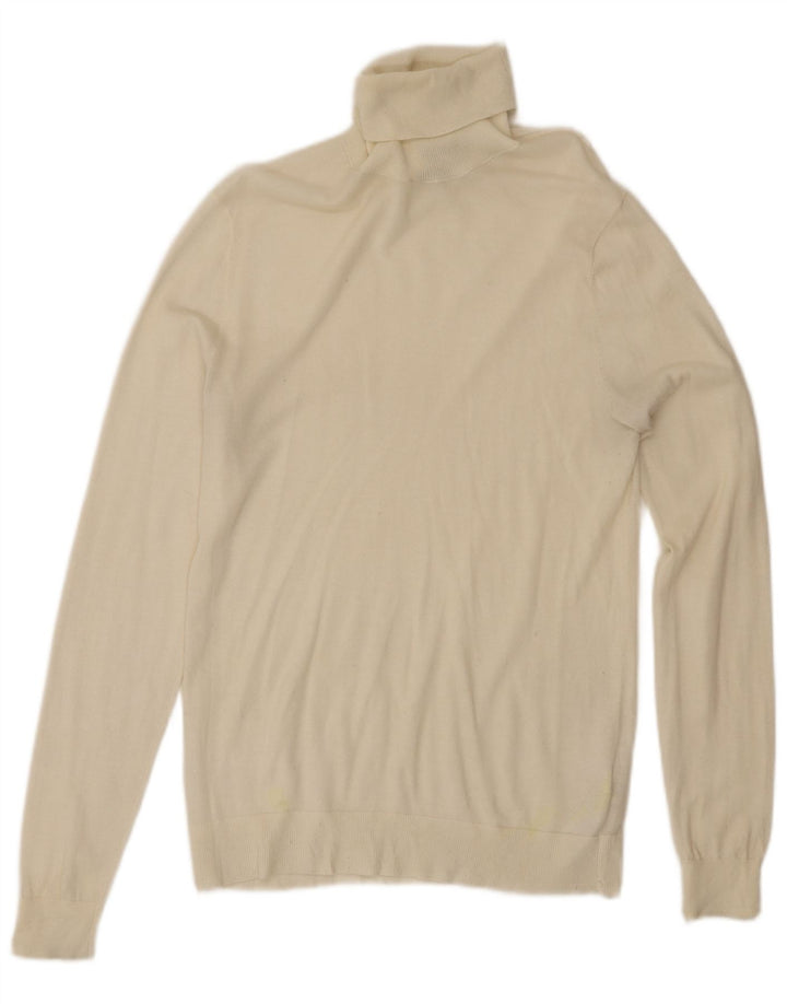 MASSIMO DUTTI Womens Roll Neck Jumper Sweater UK 12 Medium White