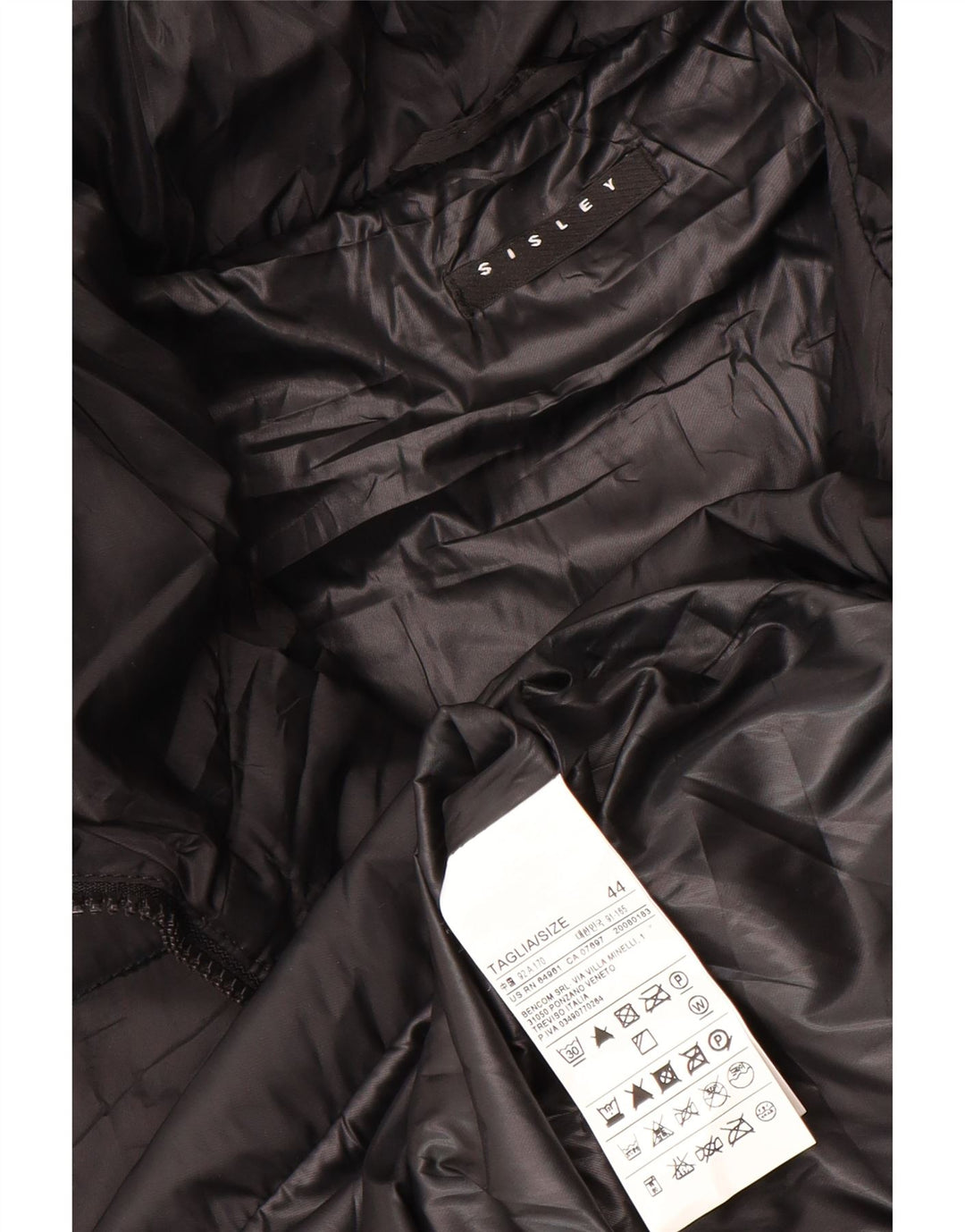 SISLEY Womens Padded Jacket IT 44 Medium Black Polyester