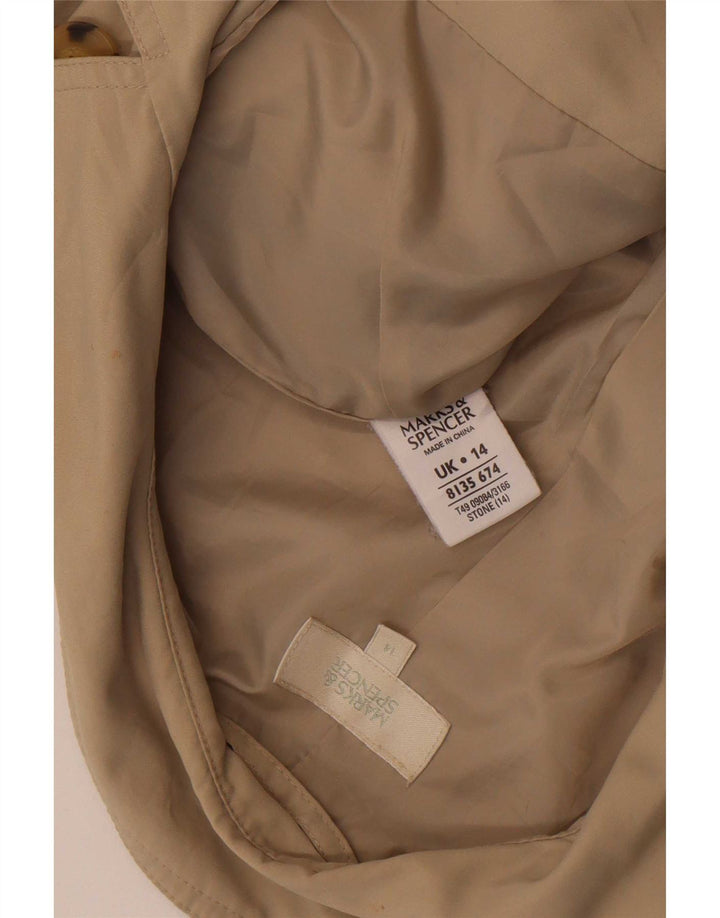 Marks & Spencer Womens Trench Coat UK 14 Large Beige Polyester