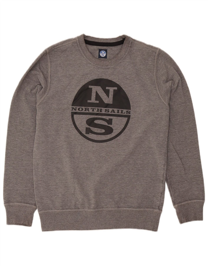 North Sails Mens Graphic Sweatshirt Jumper Small Grey Flecked Cotton
