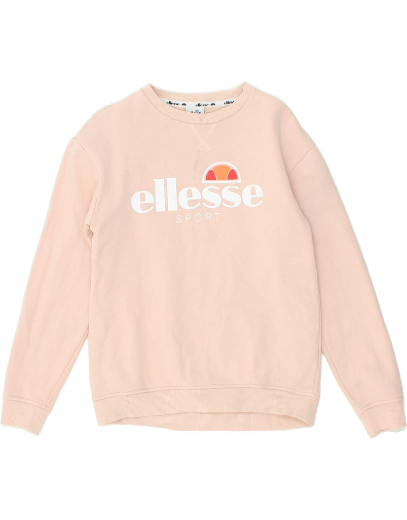 ELLESSE Womens Graphic Sweatshirt Jumper UK 10 Small Pink Cotton Vintage Ellesse and Second-Hand Ellesse from Messina Hembry 