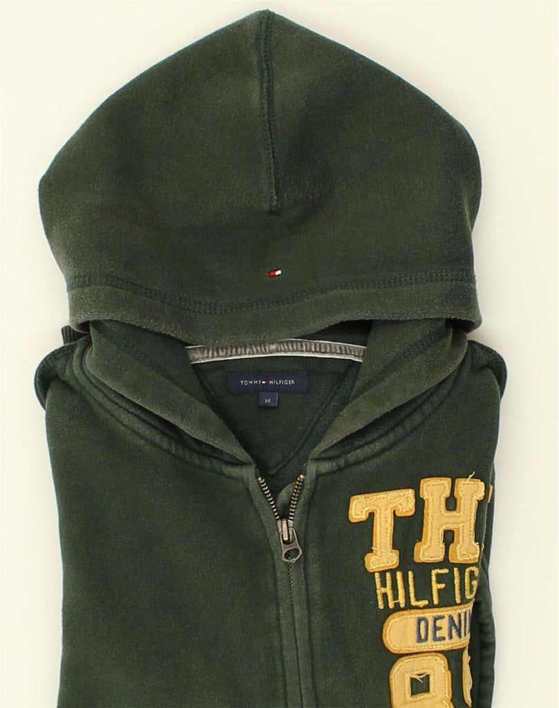 TOMMY HILFIGER Boys Graphic Zip Hoodie Sweater 13-14 Years Green Cotton | Vintage Tommy Hilfiger | Thrift | Second-Hand Tommy Hilfiger | Used Clothing | Messina Hembry 