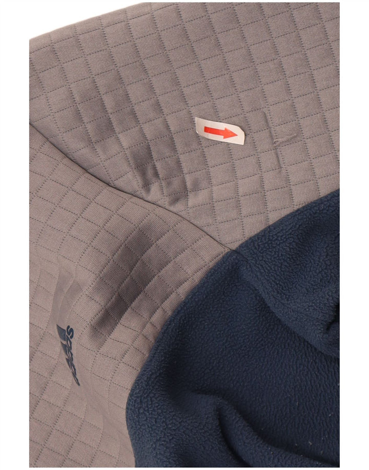 Adidas Mens Zip Neck Fleece Jumper Medium Navy Blue Colourblock Polyester