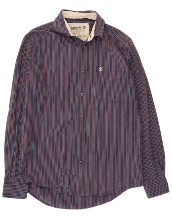 Timberland Mens Regular Fit Shirt Small Navy Blue Striped Cotton