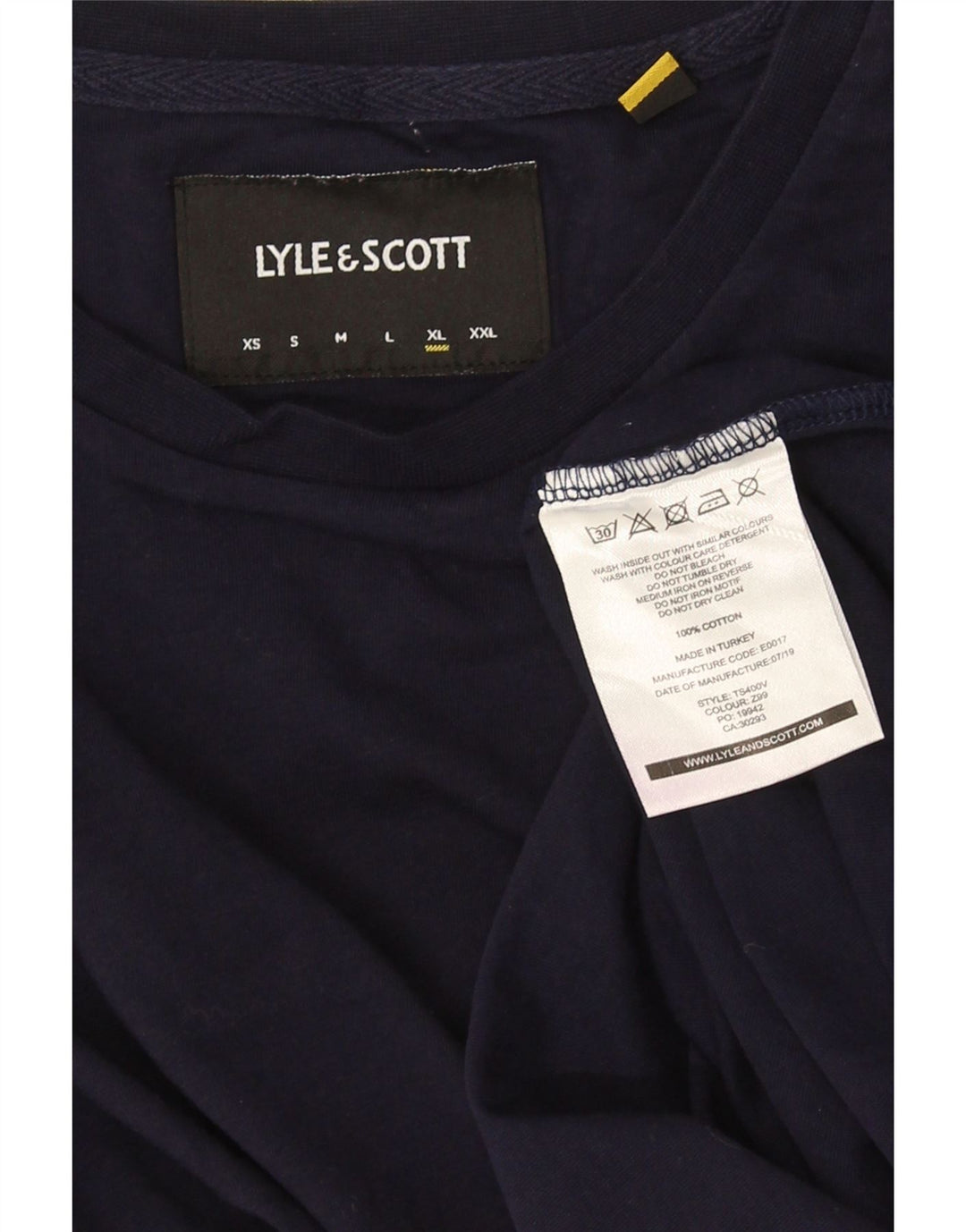 Lyle & Scott Mens T-Shirt Top XL Navy Blue Cotton