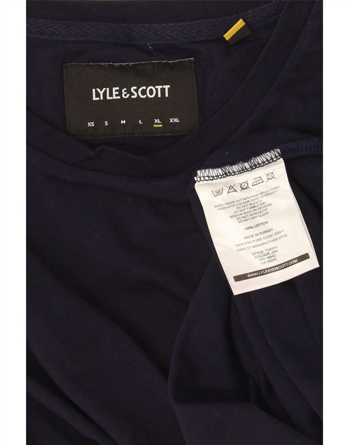 Lyle & Scott Mens T-Shirt Top XL Navy Blue Cotton