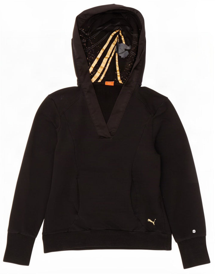 Puma Womens Hoodie Jumper UK 14 Medium Black Cotton