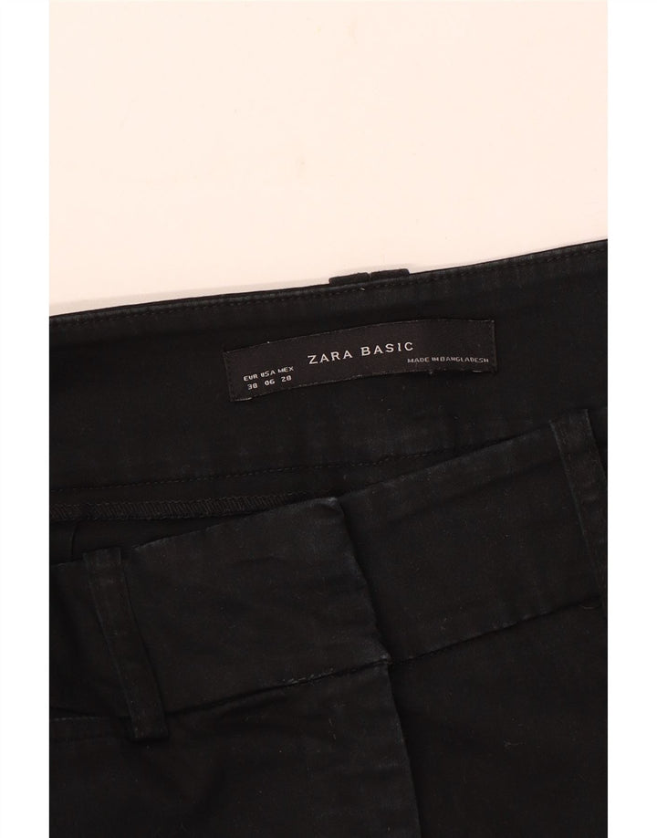 Zara Womens Cropped Trousers EU 38 Small W28 L24 Black