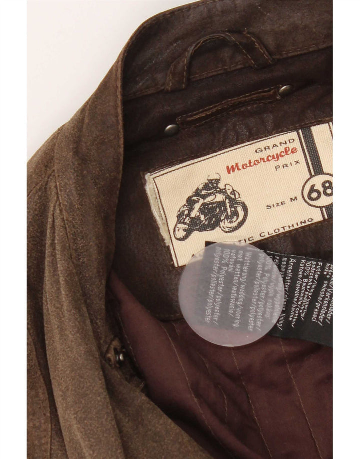 Vintage Mens Motorcycle Leather Utility Jacket UK 38 Medium Brown