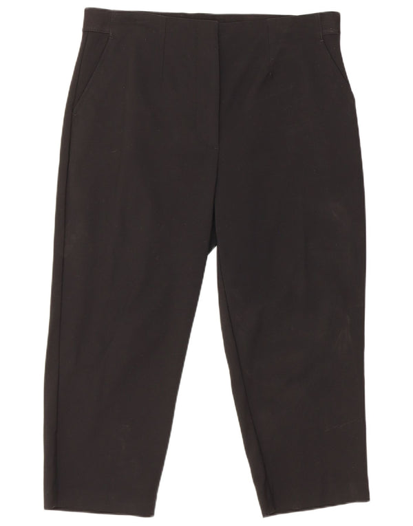 Marks & Spencer Womens Capri Trousers UK 16 Large W42 L21 Black Cotton