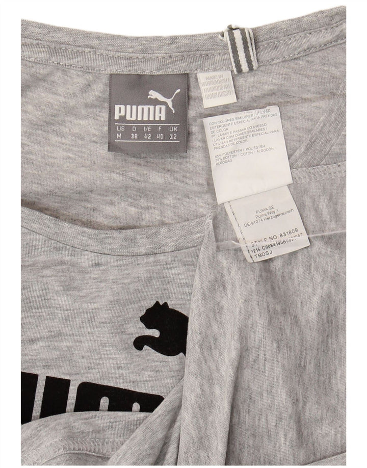 Puma Womens Graphic T-Shirt Top UK 12 Medium Grey Polyester