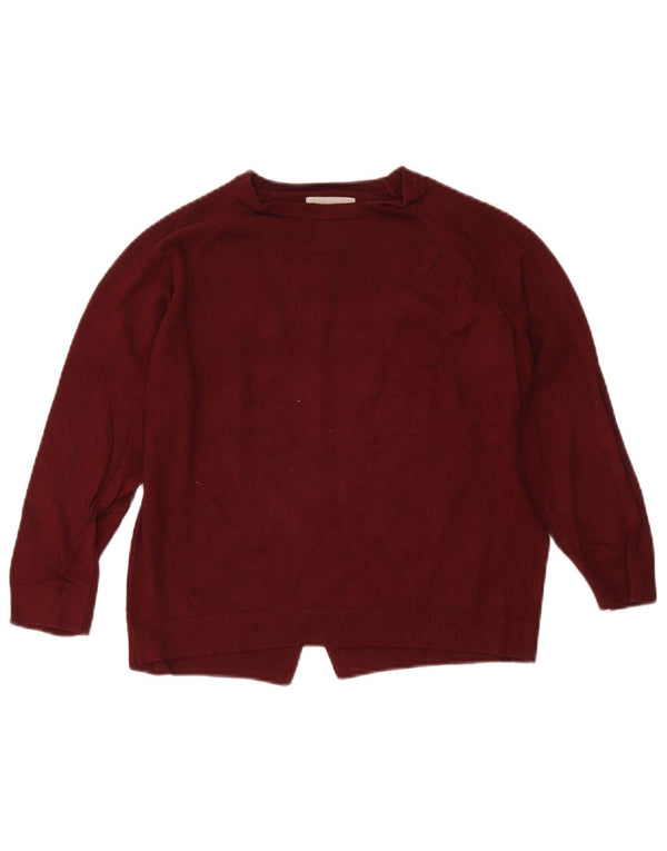 Zara Girls Boat Neck Jumper Sweater 9-10 Years Burgundy Viscose