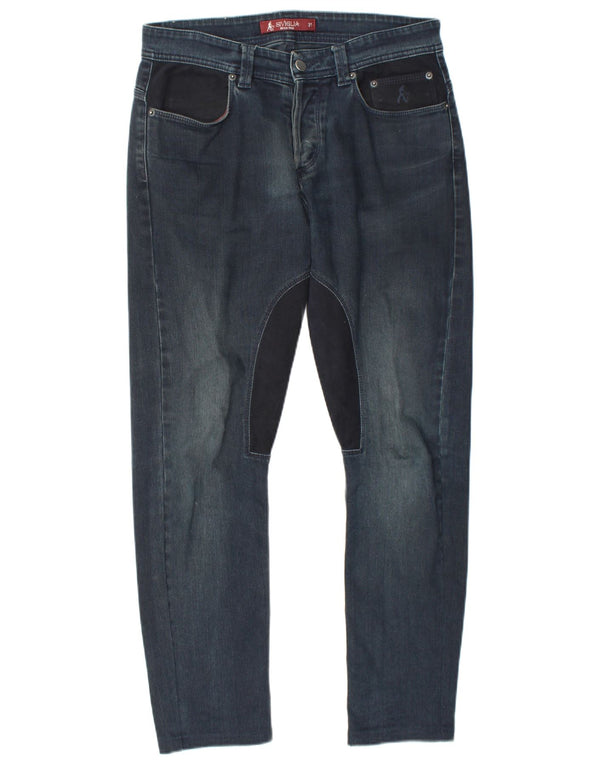 SIVIGLIA Mens Slim Jeans W31 L29 Navy Blue Colourblock Cotton