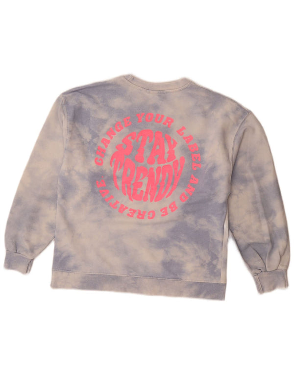 Zara Girls Graphic Sweatshirt Jumper 13-14 Years Blue Tie Dye Cotton