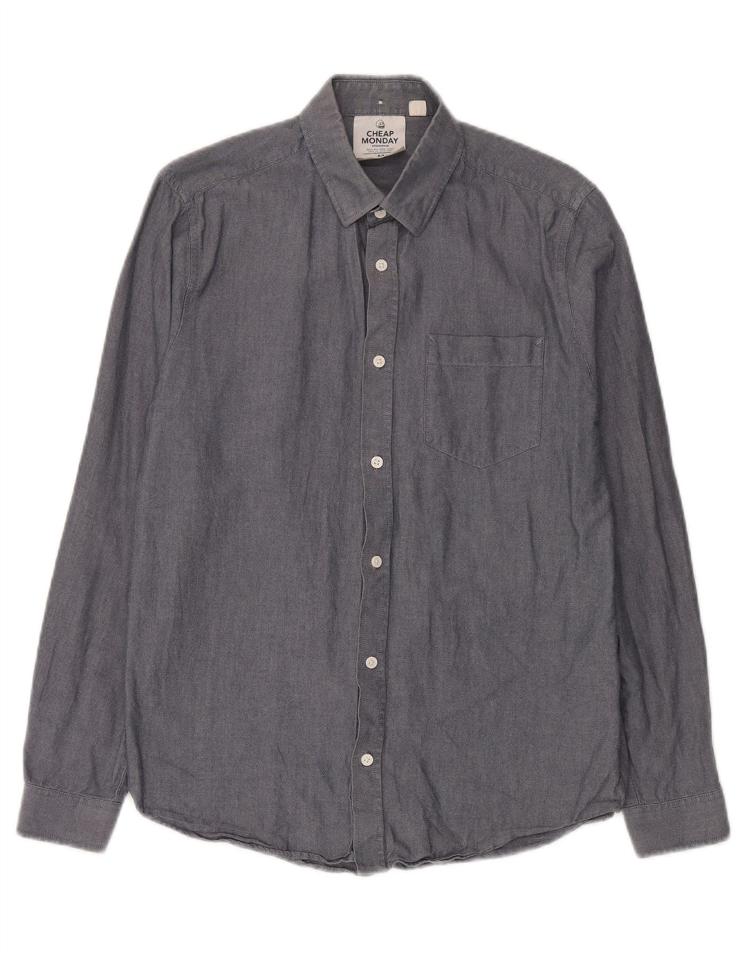 Cheap Monday Mens Shirt Medium Grey Cotton
