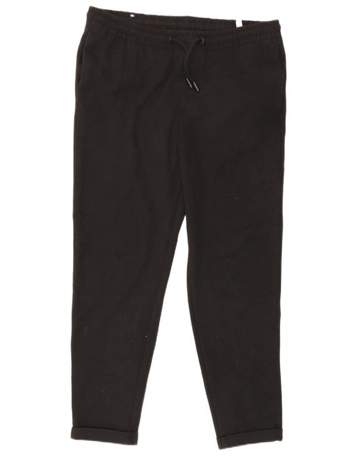 Zara Mens Cropped Trousers Medium W31 L26 Black Polyester