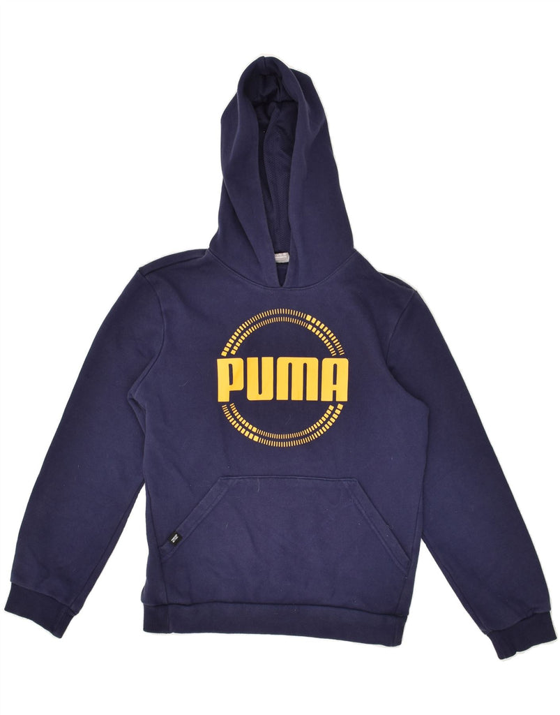 PUMA Boys Graphic Hoodie Jumper 11-12 Years Navy Blue Cotton | Vintage Puma | Thrift | Second-Hand Puma | Used Clothing | Messina Hembry 