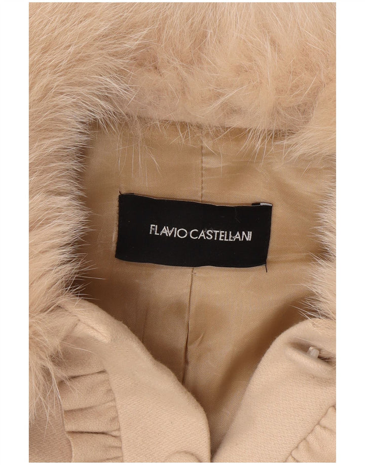 Flavio Castellani Womens Overcoat IT 44 Medium Beige Wool