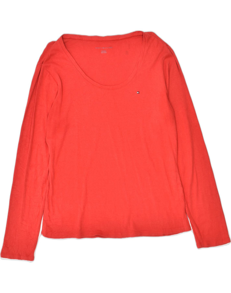 TOMMY HILFIGER Womens Top Long Sleeve UK 18 XL Red Cotton | Vintage | Thrift | Second-Hand | Used Clothing | Messina Hembry 